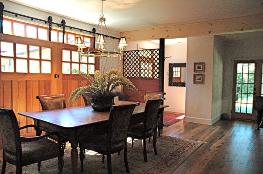 The Dining Room. Those custom barn doors open on to a small courtyard- awesome in the warm months. 