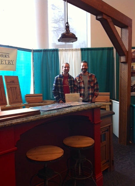 At Steinberger Woodworks, brothers Jesse and Justin not only make stunning cabinetry, they also have a philanthropic heart- they are selling cutting boards made with their wood scraps and donating 100% of proceeds to the Ugandan Water Project. (They also built this island with some of the reclaimed wood from Storiedboards!)