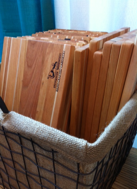The cutting boards are $30 (a great price point for the quality and wood!) and they are made from walnut, maple, and cherry. 