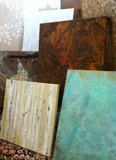 Donna at Classic Wall Finishes does beautiful decorative finishes, wall murals, and decorative canvases. These pretty canvases run from $150- 300! A great option for a piece of handmade "art" at a reasonable price point. 