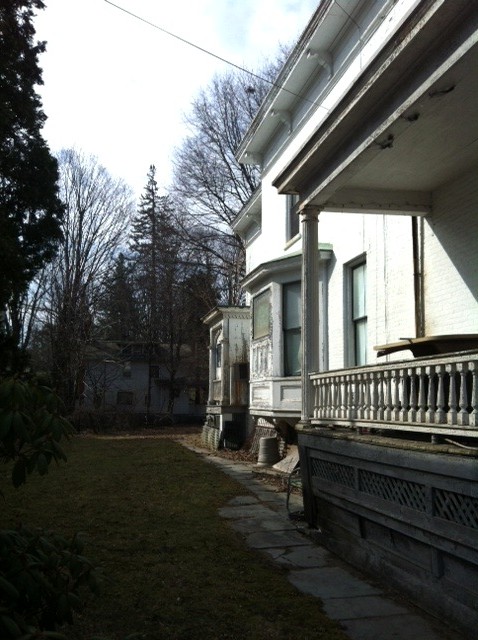 The side of the big house. You can see the cottage in the distance.