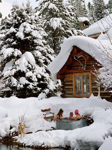 I've seen a couple versions of this image, so I'm not even sure it's real, but it should be. Almost NOTHING is better than a soak after skiing. 
