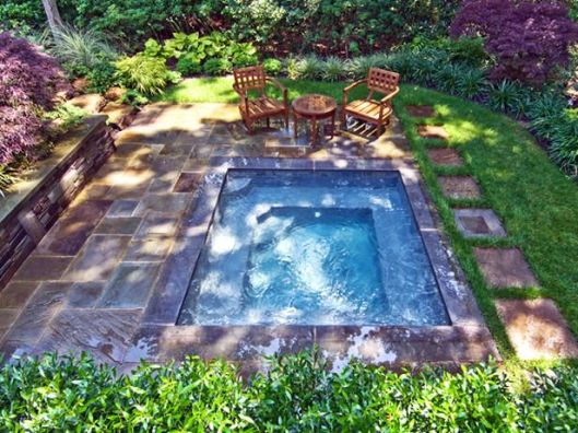 This one is less fantasy, more realistic for a Saratoga backyard. Also, love that this could sort of stand-in for a small pool in the warmer months. 